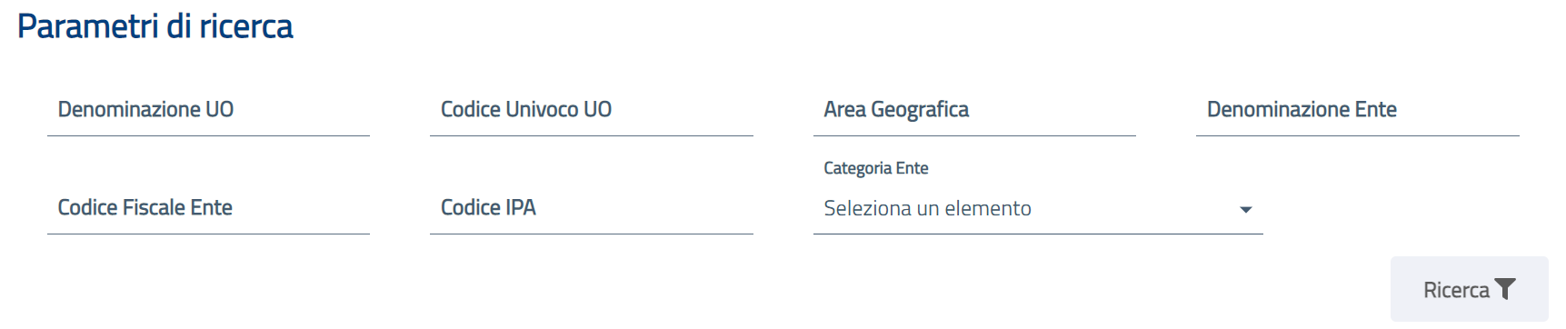 Parametri di Ricerca indirizzi UO